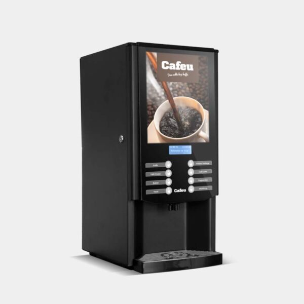 Cafeumat 8 Instant. Kaffeautomaten bestiller selv produkter og er nem at vedligeholde. Få et uforpligtende tilbud.